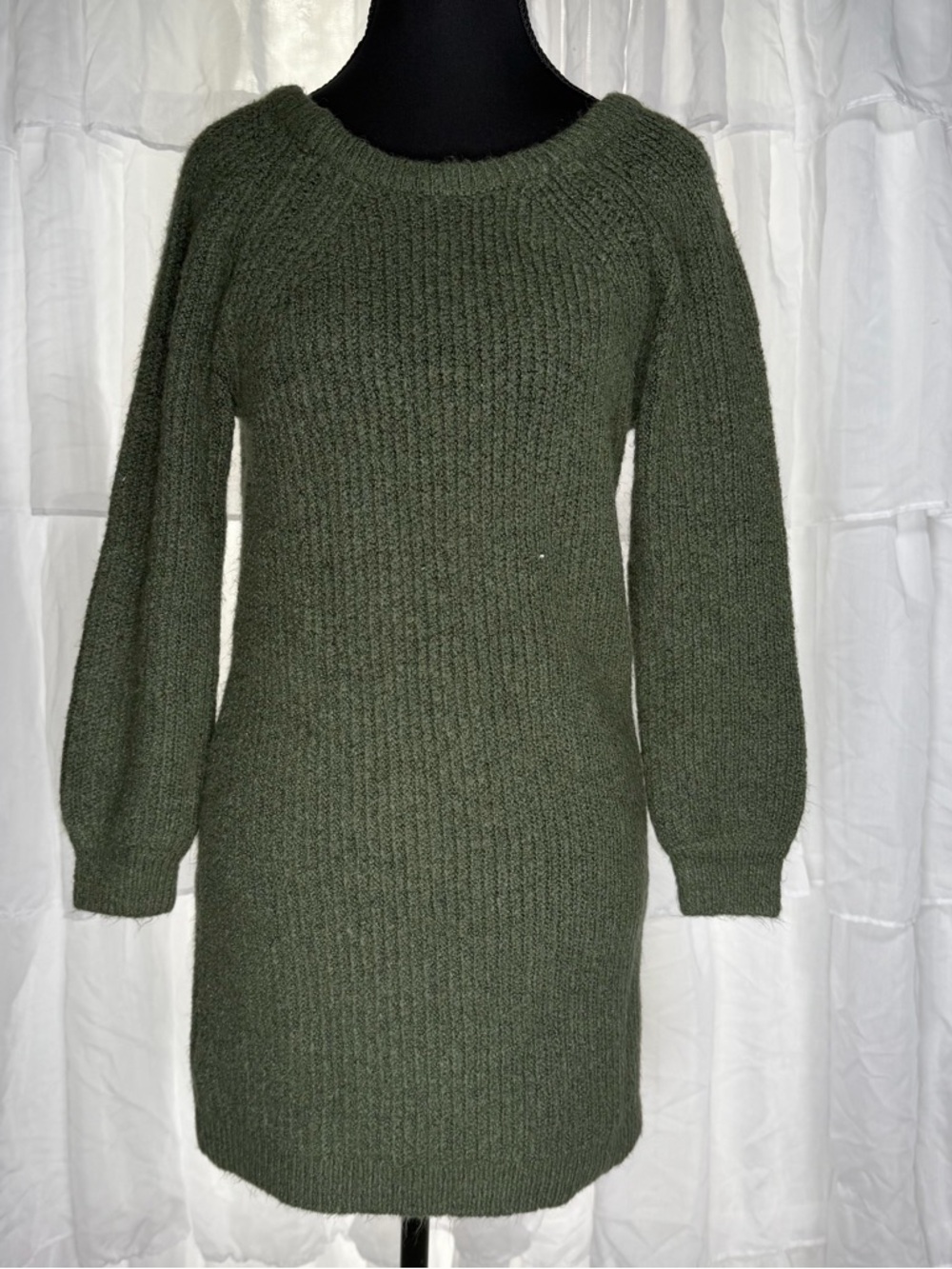 Olive Green Knit Sweater Dress